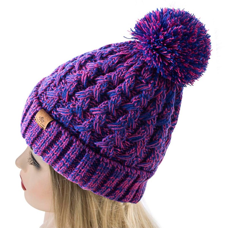 PAGE ONE Womens Winter Ribbed Beanie Crossed Cap Chunky Cable