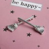 Acxico 40Pcs Broom Charms Broom Pendants Antiqued Silver Tone 3D