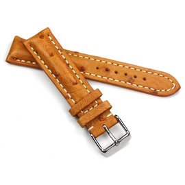 Genuine Ostrich Leather Watch Strap in White with White Stitching - Made in Germany - 18/16, 20/18, 22/20, 24/20 mm - Unisex - Classic - Buckle - No Metal Type - Not Waterproof - Bracelet, light