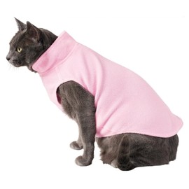 DroolingDog Cat Sweater Fleece Vest Lightweight Cat Clothes for Small Cats Only, XL, Pink