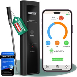 KITAPO Wireless Meat Thermometer [Includes App], Grill Thermometer, Intelligent Roasting Thermometer for Kitchen and Grill, High Range, Heat Resistant up to 300°C, Cooking Thermometer, Kitchen