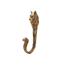 TUTURA LUTSS Maine Coon Cat Wall Hook – Solid Brass Decorative Animal Hook – Sturdy Wall Mount Hanger for Coats, Towels, Keys – Durable Handmade Feline-Inspired Brass Home Decor.