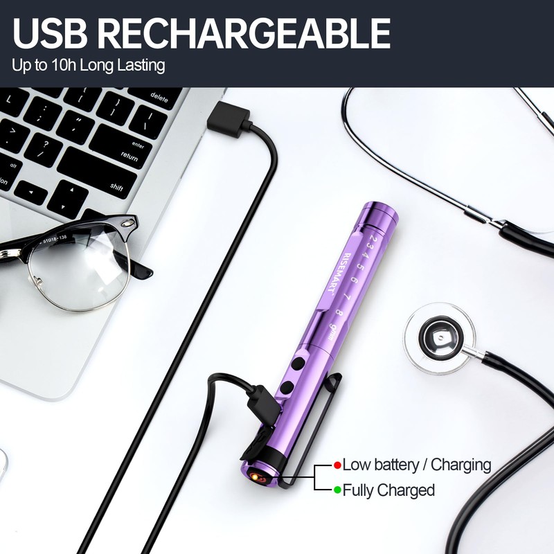 RISEMART Rechargeable Pen Light for Nurses LED Medical PenLight