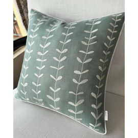 VAGMINE Embroidered Lollipop Cushion Cover - 20x20 Inches Square - 100% Cotton Light Teal Throw Pillow Case - Minimalist Chic Design - Luxury Home Accent for Sofa, Couch, Bed, Office