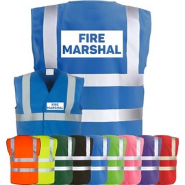 Corporate Togs FIRE MARSHAL Hi-Vis Safety Vest - High-Visibility Waistcoat Tabard, British Standard CE Marked, Fastening Vest | Protective Safety Wear