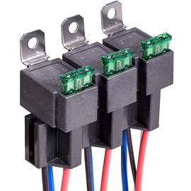Kiligen 3pcs 12V Fuse Relay Switch 12 AWG Harness Set with Built-in Diode - 30A ATO/ATC Blade Fuse, 4 Pin SPST Automotive Electric Relay