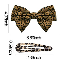 Leopard Print Hair Clips Y2K Snap Hair Barrettes Clips for Women Bow Hair Clips for Thick Thin Hair Decorations for Women Leopard Print Hair Accessories for Girls Cheetah Print Hair Clips