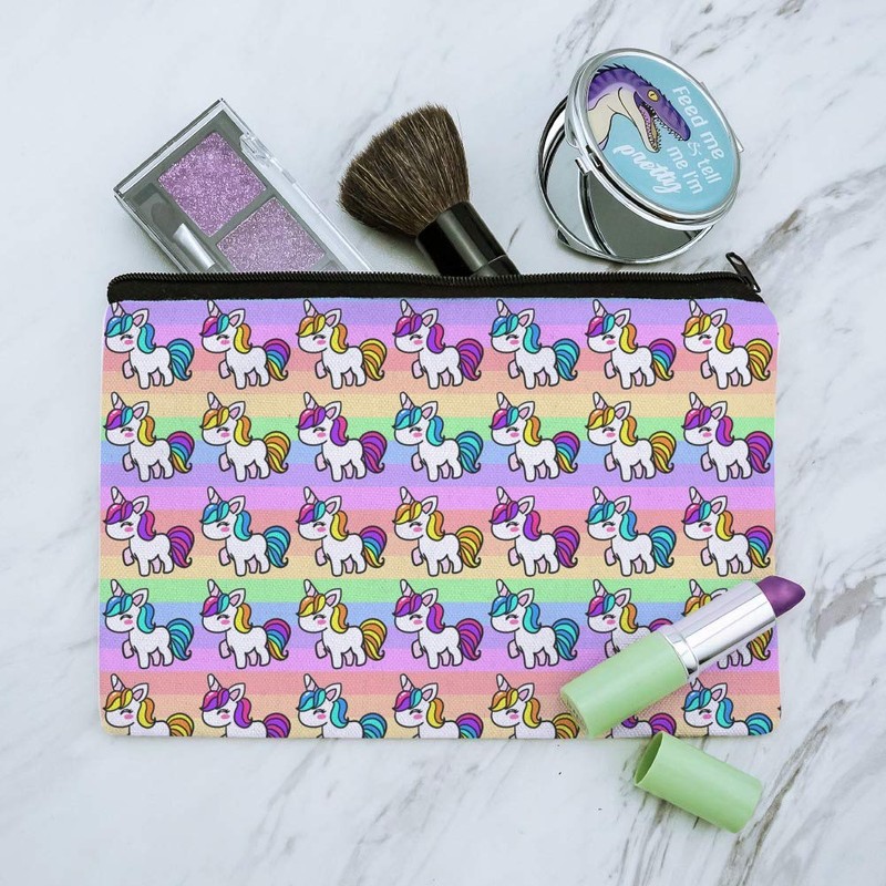 Cute Kawaii Unicorns Pattern Makeup Cosmetic Bag Organizer Pouch