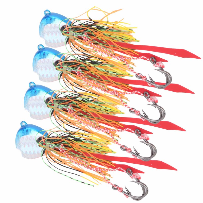 4Pcs 65g Fishing Artificial Baits Silicone Skirts Lures with Hook
