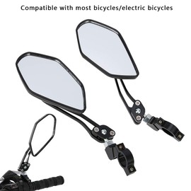 Joyzan Bike Mirrors for Handlebars, Rotated 360 Degrees Universal Adjustable Rearview Rotatable Safe Bicycle Bar End HD Wide Angle Rear View Scratch Resistant Glass Lens Cycling Road Mountain Ebike