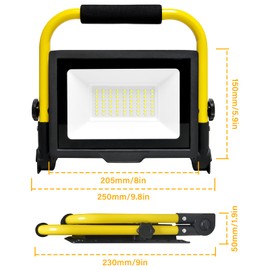 AUXTINGS 50W 5000LM Adjustable Portable LED Work Light 6000K LED Flood Lights with Stand,10ft Cord with Plug for Repairing Workshop Garage Construction Job Site Outdoor Home, IP66 Waterproof