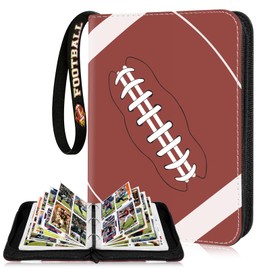 440 Pockets Football Card Binder 4 Pocket, Sports Card Binder with 55 Removable Sleeves, Football Card Holder Trading Card Binder with Football Pattern Wristband Fit for MTG, TCG, Game Gifts For Boys