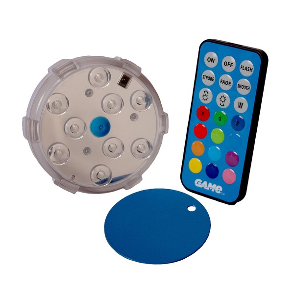 GAME 4306-BB Waterproof Magnetic LED Color-Changing Pool Wall Light with Remote Control 100% Waterproof & Submersible, 3", Old Model (Discontinued)