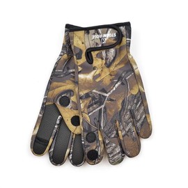 Storm Ridge Camouflage Neoprene Fishing Gloves, Water Resistant, Hook and Loop Wrist Straps (Large/XL)