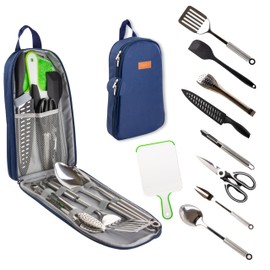 Life2Go - 10 Piece Stainless Steel Cooking Utensil Set - Camping & Picnic - Tailgating - RVs - Dorm Rooms - Kitchen Utensils - Indoor - Outdoor - Dishwasher Safe