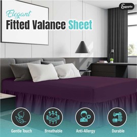 Egypto Plain Dyed Deep 𝐅𝐢𝐭𝐭𝐞𝐝 𝐕𝐚𝐥𝐚𝐧𝐜𝐞 Sheet Double – Easy Care Soft & Durable Fitted Sheet with 30 cm Deep Frill – Breathable – Fit Over Mattress – Machine Washable (Double,Plum)