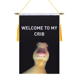 TMHTMH 18x12 Inch Welcome to My Crib Wall Banner Flag,Wooden Hanging Pole and Double Satin Finish,Funny Hanging Flag,for House Room,School Classroom, Club and Door