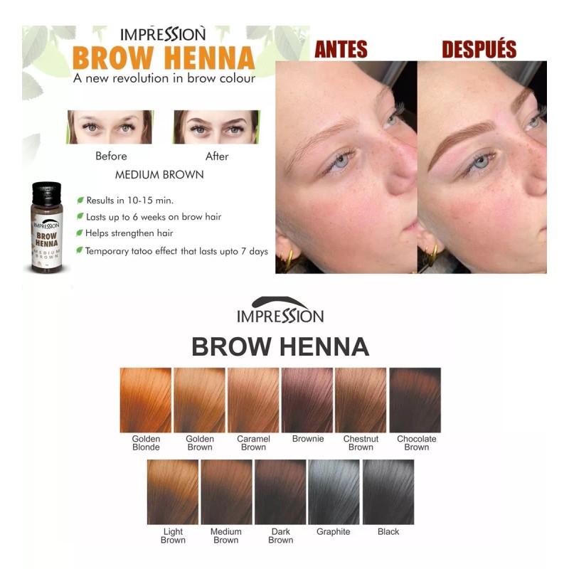 Impression Kit Henna Cejas Hd Tipo Microblading Semipermanente Tonos