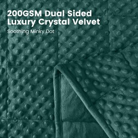 Wemore Minky Dot Weighted Blanket for Adults Queen Size 12 lbs, Soft Cozy Heavy Blanket for Bed and Couch, Breathable Blanket for All-Season with Glass Beads, Dark Green 60 x 80 inches