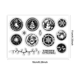 PH PandaHall Christmas Postage Clear Stamps for Card Making, Santa Claus, Snowman, Snowflake, Transparent Craft Seal Stamp, Rubber Stamp for DIY Scrap Booking, Crafting Album, Journal Decor