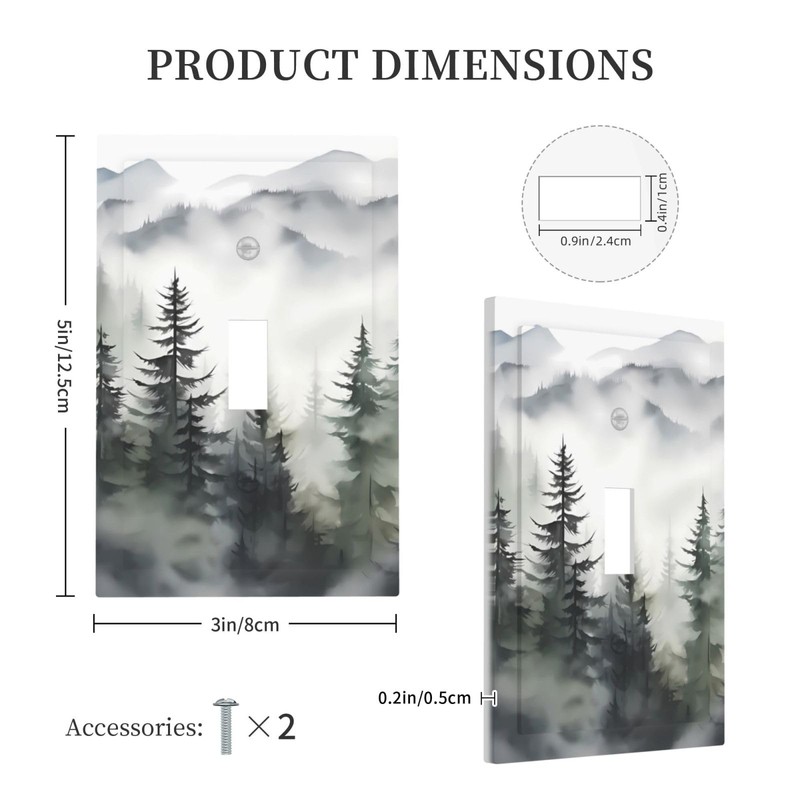 Rustic Misty Forest Tree 1 Gang Single Toggle Decorative Light