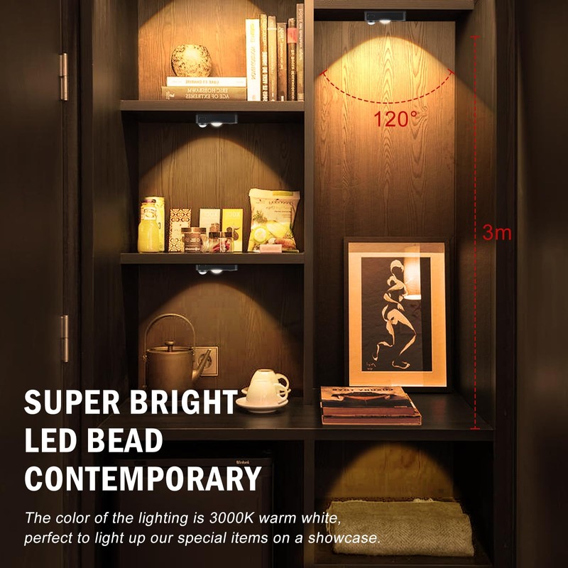 LEDLampsWorld Black Motion Sensor Night Light, Wireless Rechargeable Puck Lights