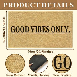 Good Vibes Only Welcome Doormat Outdoor Indoor Entrance Doormat Non Slip Home Door Mat for Front Door Porch Hallway Decor Outside Inside Entry Mat Floor Washable Rug Indoor Entryway Carpet