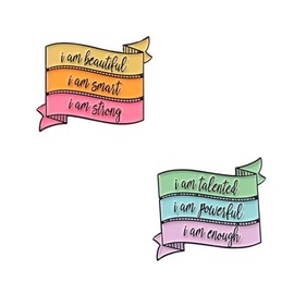 I Am Beautiful I Am Smart I Am Strong I Am Talented I Am Powerful I Am Enough Colorful Quotes Enamel Pins Enamel Pins Encourage Phrase Enamel Pins