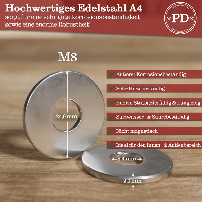 PD® Large Washers M8 (DIN 9021 / ISO 7093) |