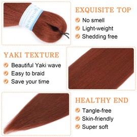 Berracy Braiding Hair Pre Stretched for Women Box Braids Synthetic Hair Extensions Texture Hot Water Setting Prestretched Braid Extension Girls Blonde 613 (14inch 3Packs)