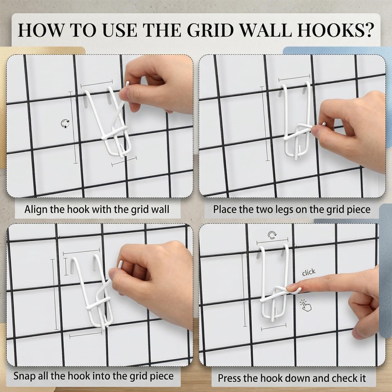 25 Pack Grid Wall Hooks, 2 Inch White Gridwall Hanger