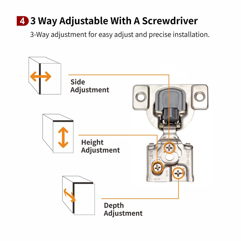 STIANC 50 Pack 1/2” Overlay 3D Soft Close Hinges for