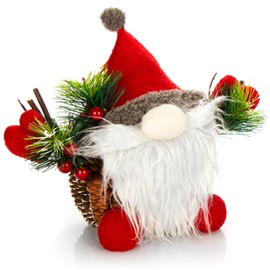 com-four® Santa Claus Figurine Size L, Winter Santa Claus Figure with Pine Cone Body, Christmas Decoration, Gorgeous Table Decoration for Advent Season (Santa L Red Green)