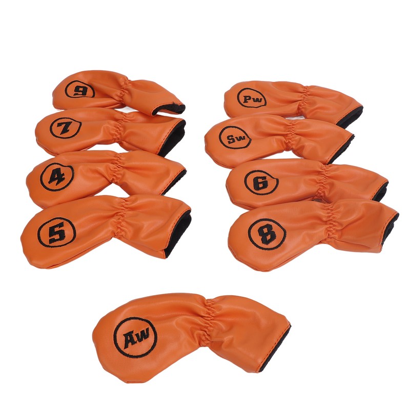 9pcs Golf Club Cover PU Leather Stylish Portable Golf Head