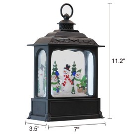 Eldnacele Musical Snow Globe Lantern with Timer, Lighted USB/Battery Operated Swirling Singing Water Glittering Lantern, Snow Globes for Adults and Kids Christmas Decoration- Snowman