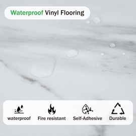 Jeedeson Self Adhesive Vinyl Flooring 36-Pack 36 Sq.Ft, Peel and Stick Floor Tiles Waterproof Flooring Planks for Dining Room, Bedrooms, Kitchen (White Marble, 12"x12")
