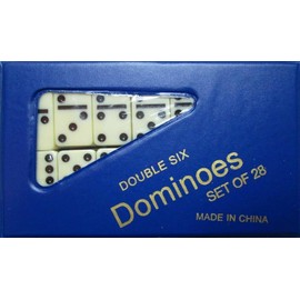 CENPAC Dominoes Double Six Game Set of 28 Super Big Tile Size is 2 inch x 1 inch x 0.5 inch for Home, Case Color May Vary: Green, Red, Blue and Black.