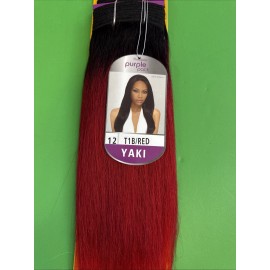 OUTRE PURPLE PACK  100% HUMAN HAIR YAKI WEAVE 12" T1B/RED