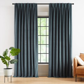 Kayne Studio Back Tab Velvet Pinch Pleated Curtains 84 Inch Long,Room Darkening Thermal Insulated Noise Reducing Window Treatments Drapes for Living Room, Storm Blue,22 Hooks,2 Panels,38" x 84"