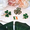 Yeeyeow 4-Leaf Clover Lapel Pin,St. Patrick's Day Accessories,Rhinestone Crystal Shamrock
