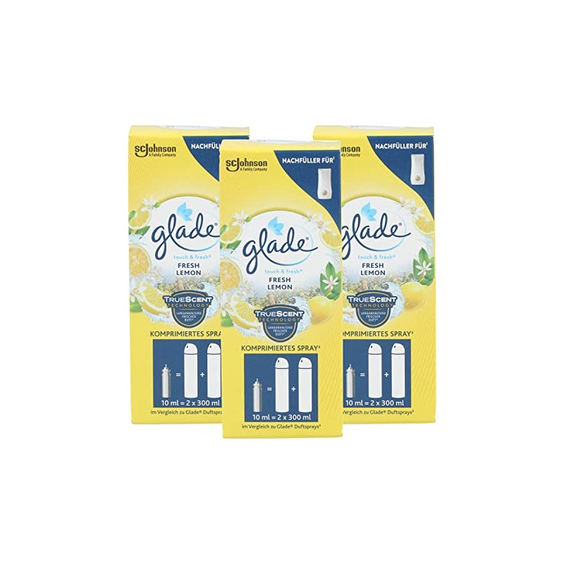 3 x Glade Touch & Fresh Air Freshener Refills Fresh