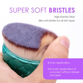 BABYSHEEP Sunscreen Brush Applicator Sunblock for Face and Body Foundation Makeup Brushes for Sun Lotion Self Tanner Bronzer Applicator Kabuki Brush with Lid -Travel Size (Green-Pink)