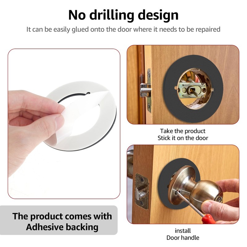 2Pcs Door Knob Plates Round Version, Stainless Steel Door Reinforcement