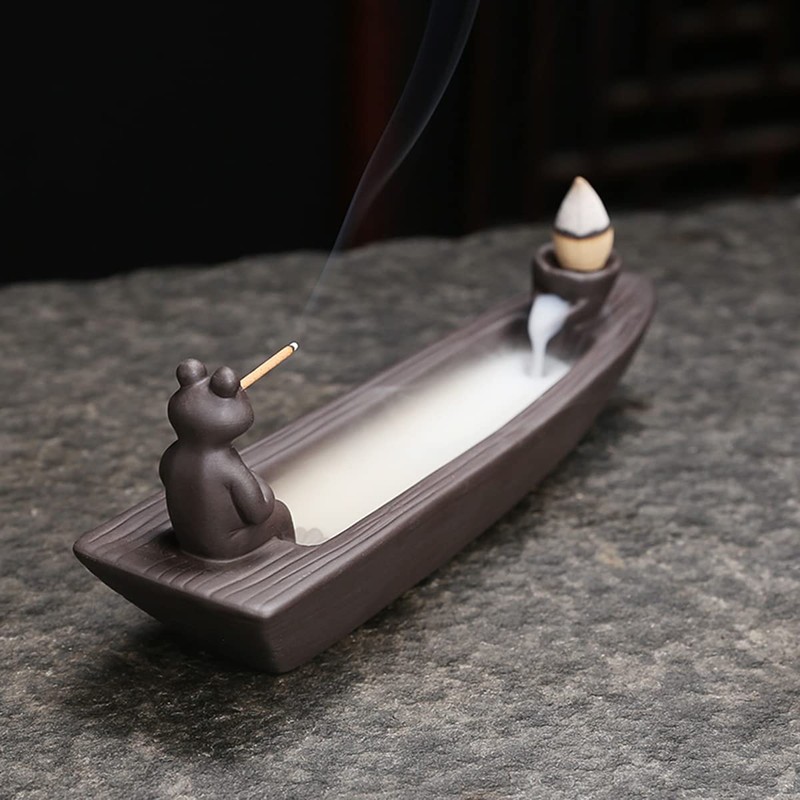 ChangWanna Frog Incense Holder Waterfall - Ceramic Cone Backflow Incense