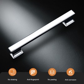 Probrico 5 Pack 3 3/4 Inch Polished Chrome Cabinet Handles, Shiny Kitchen Handles for Cabinets, 96mm Hole Center Drawer Pulls, Easy-Install Bathroom Hardware for Drawers & Cupboards