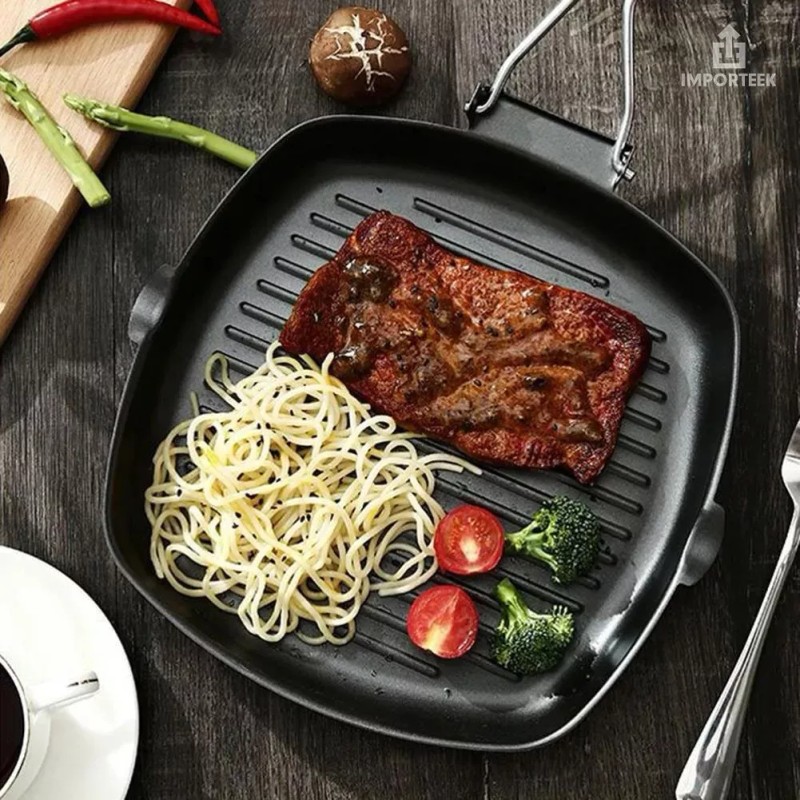 Importeek Sarten Parrilla Grill Asador Antiadherente Plegable Cocina