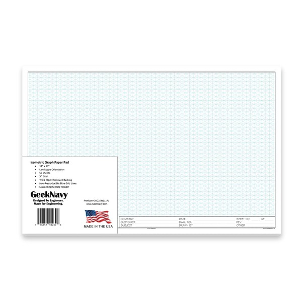 GeekNavy GeekNavy 11" x 17" Isometric Graph Paper 50 Sheets