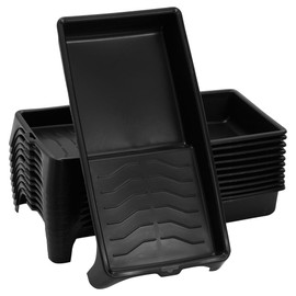 Juvale 4-Inch Paint Tray Pan - 12-Pack Black Spill-Resistant & Mini Paint Trays - Dual Wells for Rollers & Roller Pan - Multi-Use for Home Improvement & Project Supplies - 11 x 5.5 x 1.5 in