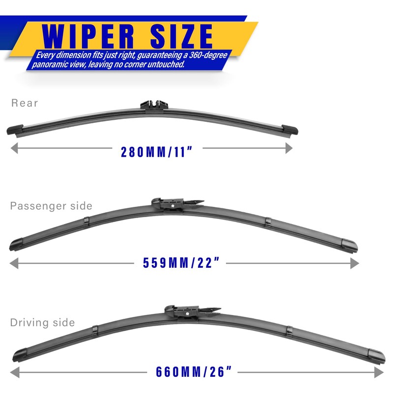 3 wipers Replacement for Ford explorer 2023-2011,Windshield Wiper Blades Original