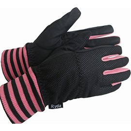 Ryda Childrens Lined Thermal Winter Horse Riding Gloves Windproof 3 Sizes New (Pink, Large)